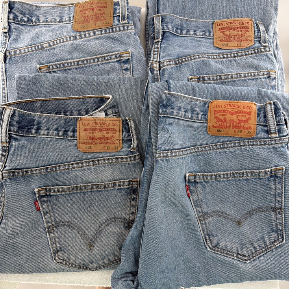 Levi's 550 Jeans Men Size 36x32 Blue Relaxed Fit Denim Cotton Lot Of 4 Pair Same
